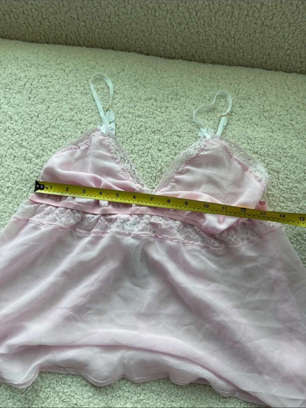 PINK Victoria's Secret Light Pink Lace-Trim Camisole & Shorts Set Size M